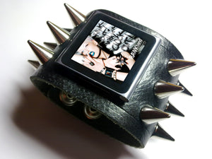 RAWKband leather watchband for iPod nano with custom spikes